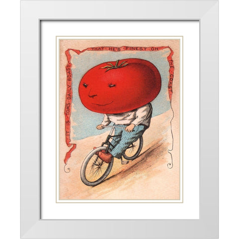 Bike Tomato White Modern Wood Framed Art Print with Double Matting by Vintage Apple Collection