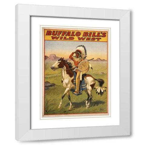 Buffalo Bills Wild West IV White Modern Wood Framed Art Print with Double Matting by Vintage Apple Collection