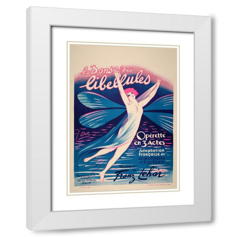 Fairy Dance Libellules White Modern Wood Framed Art Print with Double Matting by Vintage Apple Collection