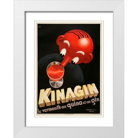 Kinagin White Modern Wood Framed Art Print with Double Matting by Vintage Apple Collection