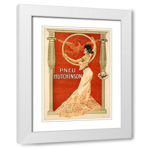 Pneu Hutchinson White Modern Wood Framed Art Print with Double Matting by Vintage Apple Collection