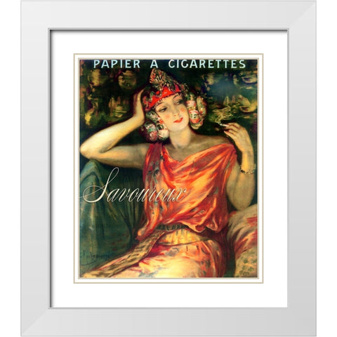 Savoureuxcigarettes White Modern Wood Framed Art Print with Double Matting by Vintage Apple Collection