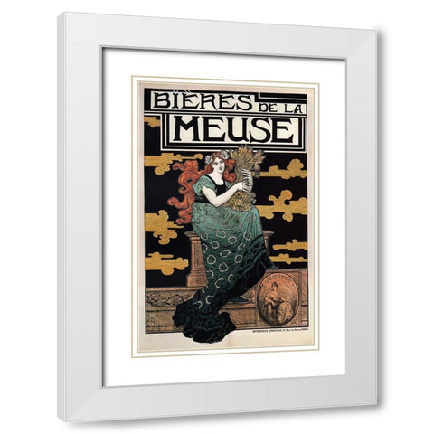 1896 Bieres de La Meuse White Modern Wood Framed Art Print with Double Matting by Vintage Apple Collection
