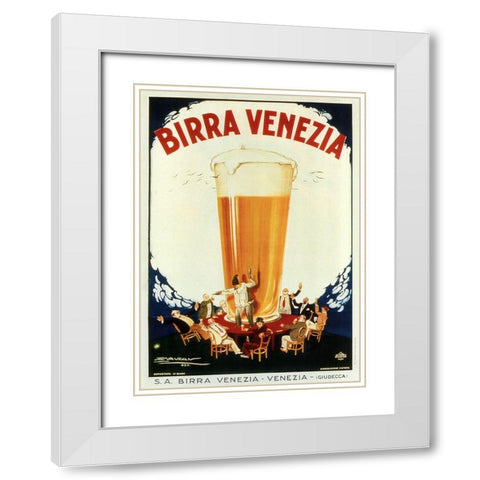 Birra Venezia White Modern Wood Framed Art Print with Double Matting by Vintage Apple Collection