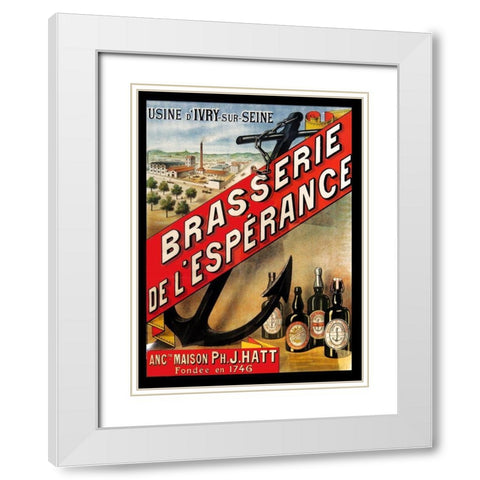 Brasserie de Esperance White Modern Wood Framed Art Print with Double Matting by Vintage Apple Collection