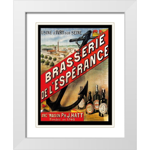 Brasserie de Esperance White Modern Wood Framed Art Print with Double Matting by Vintage Apple Collection