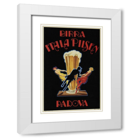 Itala Pilsen Bier White Modern Wood Framed Art Print with Double Matting by Vintage Apple Collection