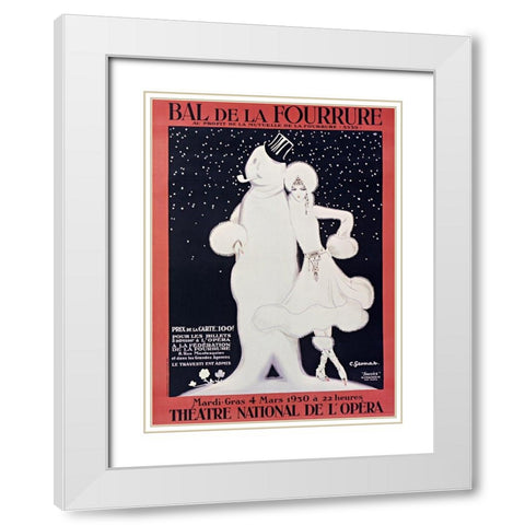 Bal de La Fourrure White Modern Wood Framed Art Print with Double Matting by Vintage Apple Collection