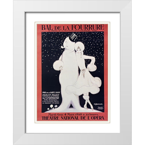 Bal de La Fourrure White Modern Wood Framed Art Print with Double Matting by Vintage Apple Collection