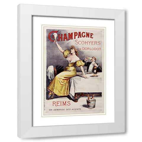 Champagne Scohyers White Modern Wood Framed Art Print with Double Matting by Vintage Apple Collection