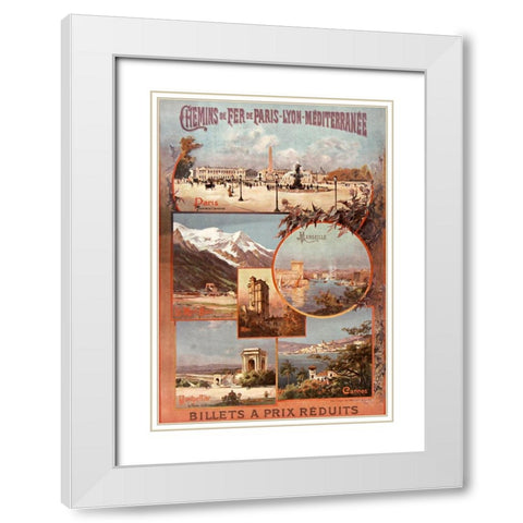 Chemins de Fer de Paris Lyon White Modern Wood Framed Art Print with Double Matting by Vintage Apple Collection