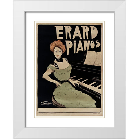 Erard Pianos White Modern Wood Framed Art Print with Double Matting by Vintage Apple Collection