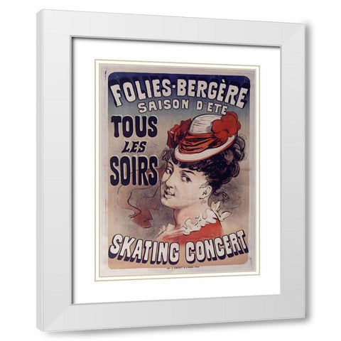 Folies BergÃ©re Skating Concert White Modern Wood Framed Art Print with Double Matting by Vintage Apple Collection