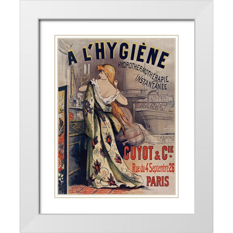 Lâ€™HygiÃ©ne HydrothermothÃ©rapie White Modern Wood Framed Art Print with Double Matting by Vintage Apple Collection