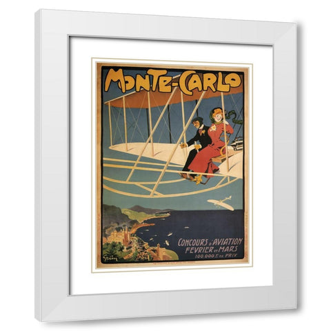 Monte Carlo Aviation Tours White Modern Wood Framed Art Print with Double Matting by Vintage Apple Collection