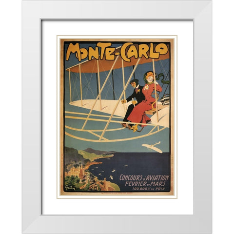 Monte Carlo Aviation Tours White Modern Wood Framed Art Print with Double Matting by Vintage Apple Collection