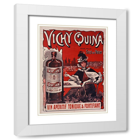 Vichy Quina White Modern Wood Framed Art Print with Double Matting by Vintage Apple Collection