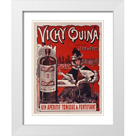 Vichy Quina White Modern Wood Framed Art Print with Double Matting by Vintage Apple Collection
