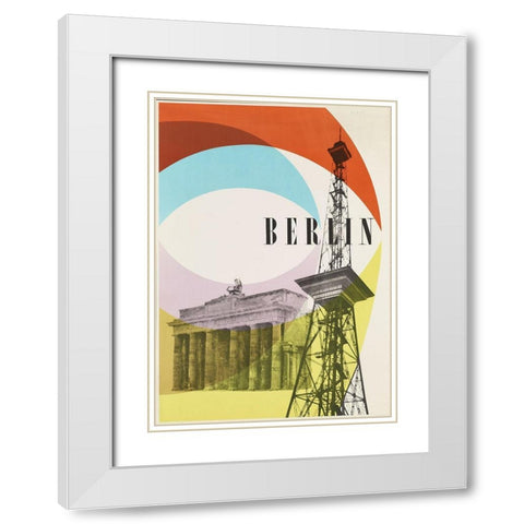 Berlin White Modern Wood Framed Art Print with Double Matting by Vintage Apple Collection