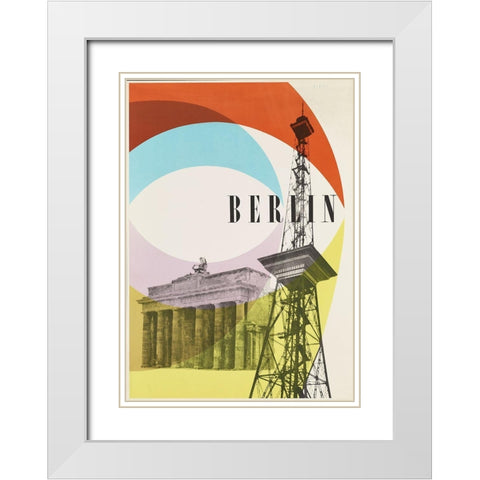 Berlin White Modern Wood Framed Art Print with Double Matting by Vintage Apple Collection