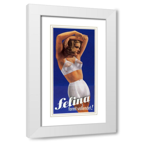 Felina White Modern Wood Framed Art Print with Double Matting by Vintage Apple Collection