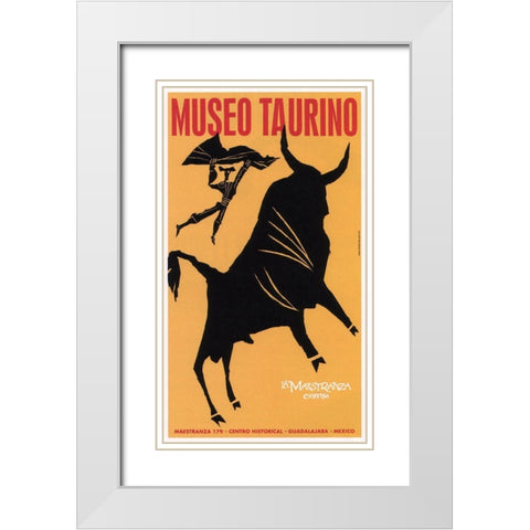 Museo Bull White Modern Wood Framed Art Print with Double Matting by Vintage Apple Collection