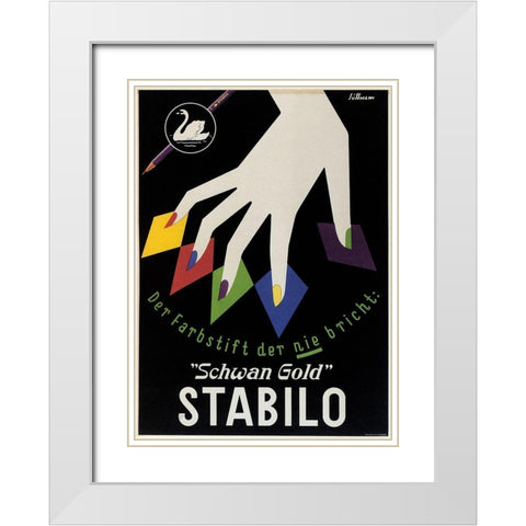 Stabilo White Modern Wood Framed Art Print with Double Matting by Vintage Apple Collection