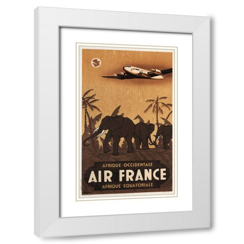 Airfrance White Modern Wood Framed Art Print with Double Matting by Vintage Apple Collection