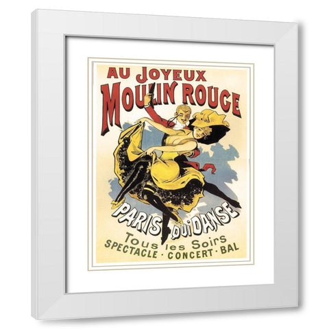 Au Joyeaux Moulinrouge White Modern Wood Framed Art Print with Double Matting by Vintage Apple Collection