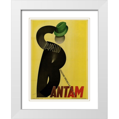Bantam Hats White Modern Wood Framed Art Print with Double Matting by Vintage Apple Collection