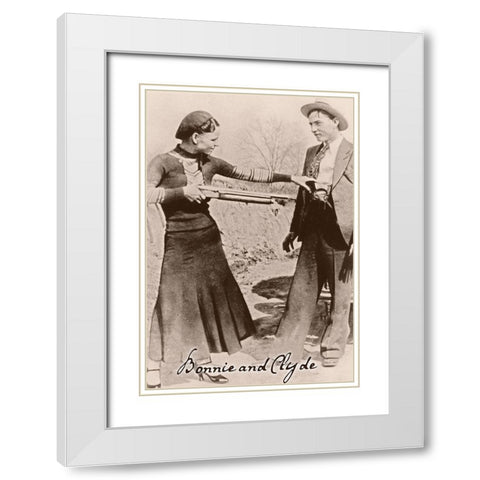 Bonnie And Clyde I White Modern Wood Framed Art Print with Double Matting by Vintage Apple Collection