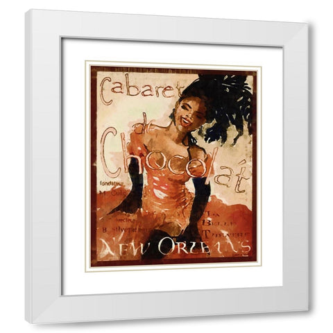 Cabaret Chocolate White Modern Wood Framed Art Print with Double Matting by Vintage Apple Collection