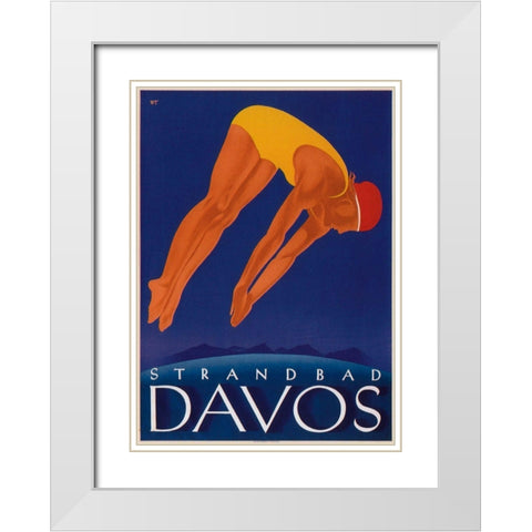 Davos Beach White Modern Wood Framed Art Print with Double Matting by Vintage Apple Collection