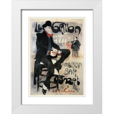 Grillon White Modern Wood Framed Art Print with Double Matting by Vintage Apple Collection