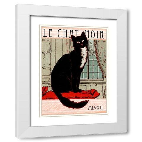 Le Chat Noir 1 White Modern Wood Framed Art Print with Double Matting by Vintage Apple Collection