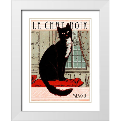 Le Chat Noir 1 White Modern Wood Framed Art Print with Double Matting by Vintage Apple Collection