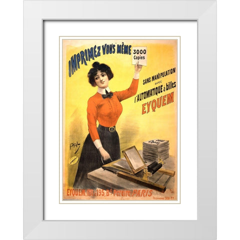 Mimeograph White Modern Wood Framed Art Print with Double Matting by Vintage Apple Collection