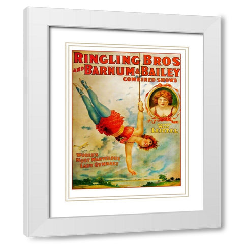 Miss Lietzel Barnum Bailey White Modern Wood Framed Art Print with Double Matting by Vintage Apple Collection