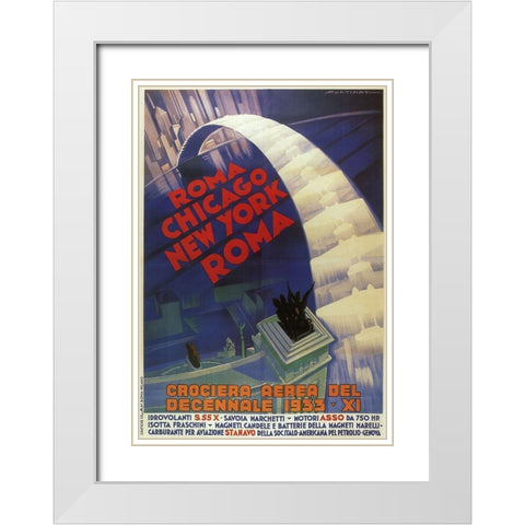 Crociera Aerea del Decennale White Modern Wood Framed Art Print with Double Matting by Vintage Apple Collection