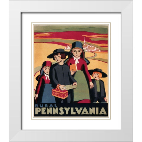 Rural Pennsylvania White Modern Wood Framed Art Print with Double Matting by Vintage Apple Collection