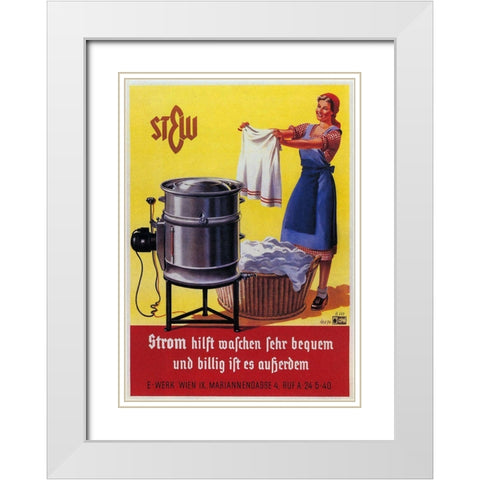 Vintage Swiss Laundry Ad White Modern Wood Framed Art Print with Double Matting by Vintage Apple Collection