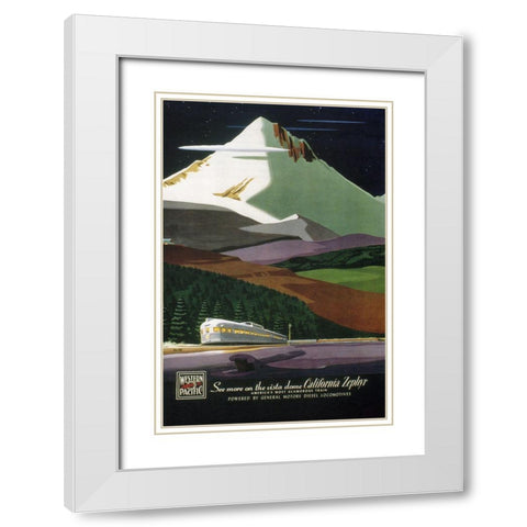 W Pacific White Modern Wood Framed Art Print with Double Matting by Vintage Apple Collection