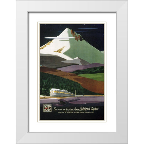 W Pacific White Modern Wood Framed Art Print with Double Matting by Vintage Apple Collection