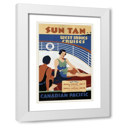 West Indies Cruises White Modern Wood Framed Art Print with Double Matting by Vintage Apple Collection