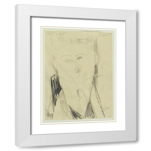 Amedeo Modigliani - Paul Guillaume White Modern Wood Framed Art Print with Double Matting by Vintage Apple Collection