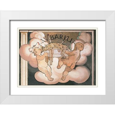 Barilla Pasta White Modern Wood Framed Art Print with Double Matting by Vintage Apple Collection