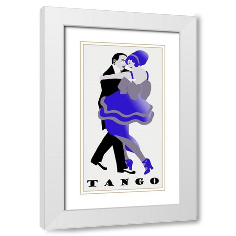 Blue Tango White Modern Wood Framed Art Print with Double Matting by Vintage Apple Collection