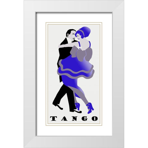 Blue Tango White Modern Wood Framed Art Print with Double Matting by Vintage Apple Collection
