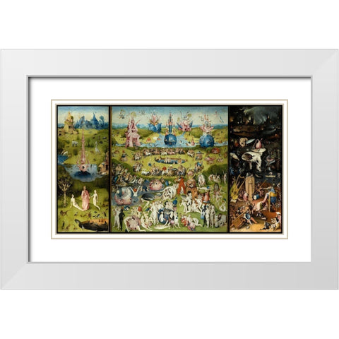 Bosch - Garden Of Earthly Delights White Modern Wood Framed Art Print with Double Matting by Vintage Apple Collection