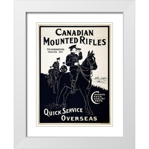 Canadian Mounties White Modern Wood Framed Art Print with Double Matting by Vintage Apple Collection